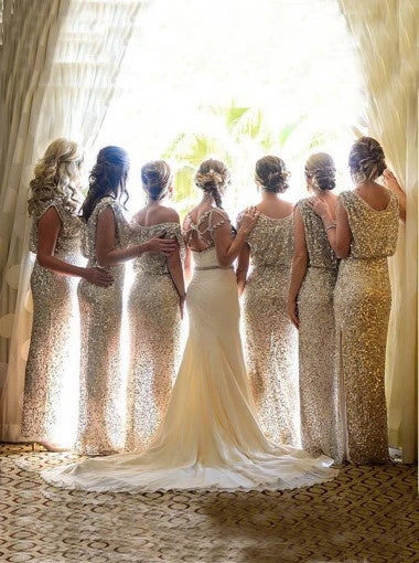 Floor Length Sleeveless Silver Sequined Bridesmaid Dress (BMA20120) Floor Length Sleeveless Silver Sequined Bridesmaid Dress (BMA20120)
