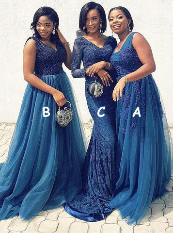 V-Neck Bridesmaid Dress with Appliques Beading (BMA20116)