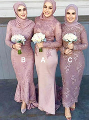 Mermaid Round Neck Blush Satin Bridesmaid Dress (BMA20160)