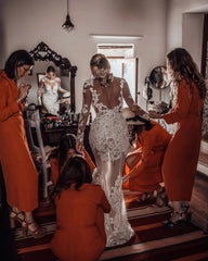 V-Neck Floor Length Orange Chiffon Bridesmaid Dress (BMA20143)