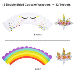 Unicorn Party Supplies & Decorations with Unicorn Cake Topper,Unicorn Headband,24 Pcs Unicorn Cupcake Toppers Wrappers and Happy Birthday Banner plus Unicorn Balloons Latex Party Ballons,Great for Birthday Party, Baby Shower and Unicorn Party(35 Packs)