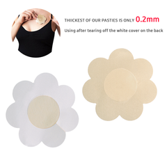 20 Pairs Pasties Satin Nipple Cover Stickers Disposable Breast Pasties Flower Shape(Nude & Black)