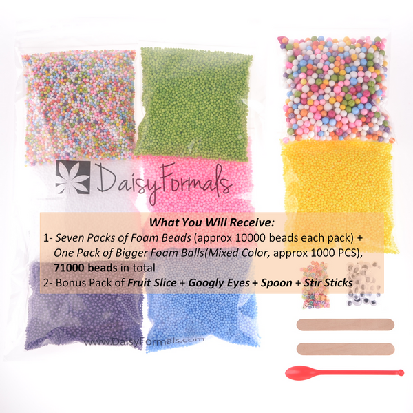71000pcs Foam Beads for Slime and DIY Crafts Supplies(8Pack), Colorful Styrofoam Balls For Making Floam, School Arts, Fillter Free Bonus Fruit Slice