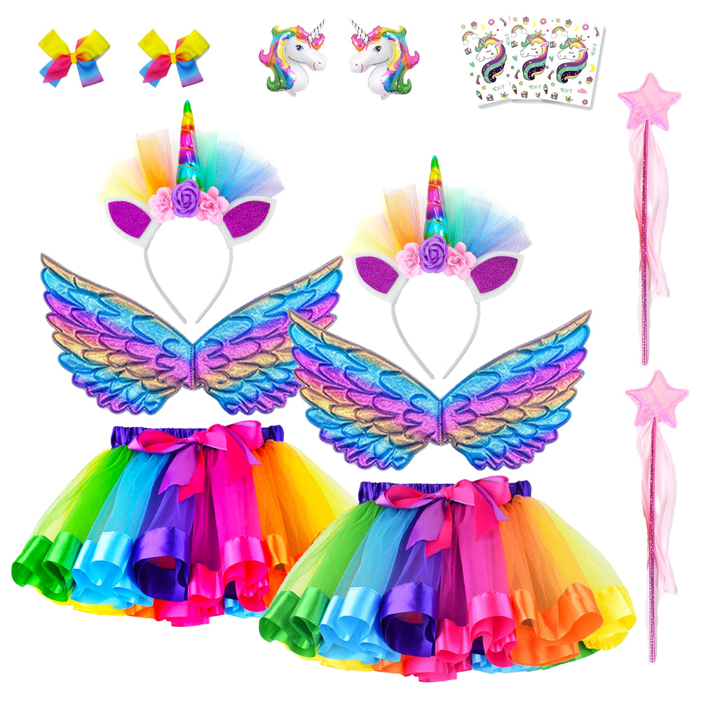 Unicorn Rainbow Tutu Skirt Set (11 Pack) for Girls Unicorn Themed Birthday Party(3-8 Years)