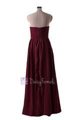 Falu Red Bridal Party Dress Long Sweetheart Red Chiffon Bridesmaid Dress(BM10824L)