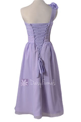 Classic lavender short one shoulder bridesmaid dress chiffon cocktail dress special occasion dress party dresses(bm102)