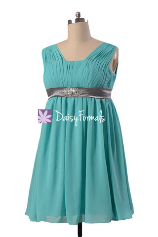 Tiffany Blue & Grey Mix Match Color Bridal Party Dress (BM1029S Two-Color)