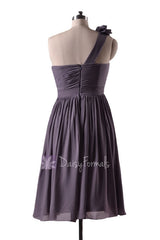 In stock,ready to ship - short one shoulder gray bridesmaid dresses online(bm233) - (#54 slate gray, sz8)