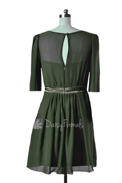 slim fit dress slacks Hunter Green A-Line Illusion Cowl Neck Chiffon Long Bridesmaid Dress Hunter Green / US 12 main image 1