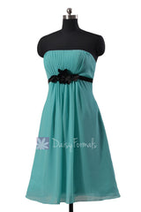 Pretty turquoise a-line chiffon bridesmaid dress tiffany blue sweetheart prom dresses(bm141)