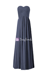 Beautiful navy chiffon party dress long sweetheart bridesmaids dress formal dress (bm1426l)
