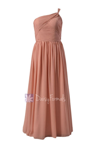 Elegant Floor Length Zinnwaldite Chiffon Party Dress One Shoulder Beach Wedding Dress(BM1531B)