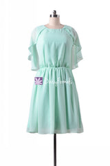 Classic mint chiffon party dress short mint green bridesmaids dresses (bm1552)
