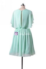 Aqua Blue Chiffon Beach Wedding Dress Scoop Neckline Party Dress (BM1552)