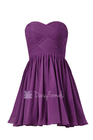 Deep Lilac Beach Wedding Dress Sweetheart Mini Skirt Bridesmaid Dress(BM1426B)