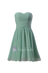 Mint sweatheart knee length affordable bridesmaid dress short mint green formal party dress(bm182)
