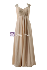 Custom light champagne lace bridesmaids dress cap sleeves elegant party dress evening dress (bm2222a)