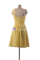 Stunning Banana Yellow Floral Shoulder Dress Sweetheart Bridesmaid Dress (BM2442AL)