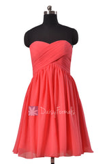 Adorable cherry chiffon dress for beach wedding short sweetheart bridesmaid dresses (bm256)