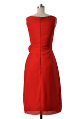 Eye-catching short v-neck bridesmaid dress red chiffon formal dresses(bm266)