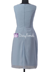 Vintage Blue Bridesmaid Dress Vintage Style Chiffon Party Dress Modest Formal Dress (BM266)