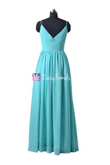 Full length turquoise blue chiffon party dress long sweetheart neckline formal dresses (bm29023)
