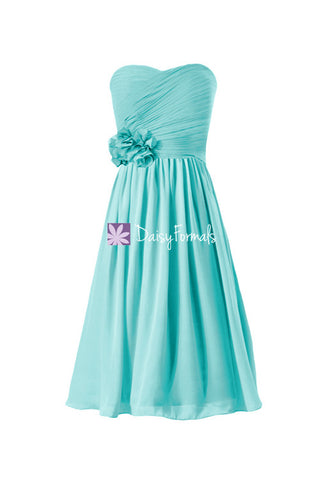 Full A-line Bridesmaids Dress Sweetheart Tiffany Blue Chiffon Bridesmaids Dress (BM332AS)