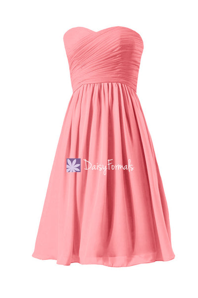 Inexpensive Light Coral Chiffon Bridesmaids Dress Knee Length Straples – DaisyFormals-Bridesmaid and Formal Dresses in 59+ Colors