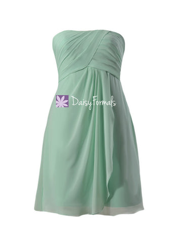 Beautiful Mint Chiffon Bridesmaids Dress Short Empire Chiffon Party Dress (BM4046S)