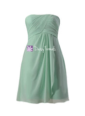 Beautiful mint chiffon bridesmaids dress short empire chiffon formal party dress (bm4046s)