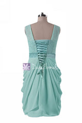 Coral Lace Party Dress Short Light Coral Bridesmaids Dress Chiffon Party Dress (BM43231)