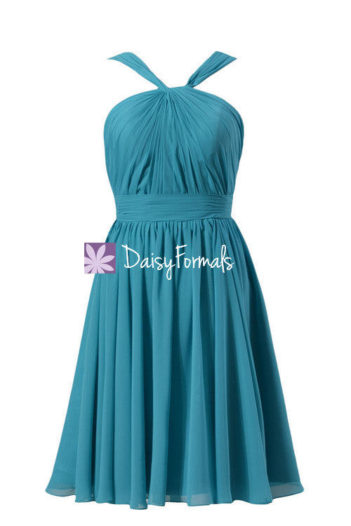 Knee length beach wedding party dress smoother chiffon formal gown (bm5195s)