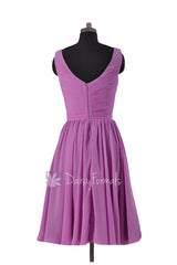 Appealing short deep v-neckline chiffon bridesmaid dress wisteria bridal party dresses online(bm5196s)
