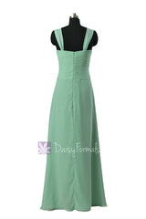 Floor Length Chiffon Bridesmaid Dress W/ Straps Mint Formal Dress(BM732L)