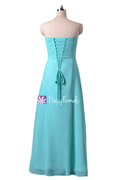 Robin Egg Blue Bridesmaids Dress Long Light Blue Chiffon Party Dress  Turquoise Blue Formal Dress (BM7712)