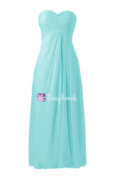 Robin Egg Blue Bridesmaids Dress Long Light Blue Chiffon Party Dress  Turquoise Blue Formal Dress (BM7712) - Main Image