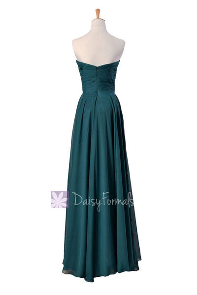 Elegant Long Sweetheart Chiffon Bridesmaid Dress Dark Teal Formal Dres   DaisyFormals-Bridesmaid and Formal Dresses in 59+ Colors