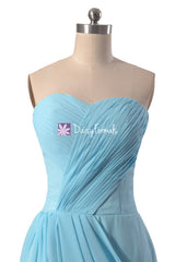 Chic sky blue bridesmaid dress knee length party dress custom evening dresses(bm810)