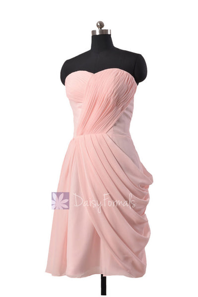 Asymmetric Pastel Pink Chiffon Party Dress Sweetheart Knee Length Pink – DaisyFormals-Bridesmaid and Formal Dresses in 59+ Colors