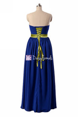 Custom Quality Bridesmaid Dress Blue Green Chiffon Evening Dress Long Bridal Party Dress (BM835CT)