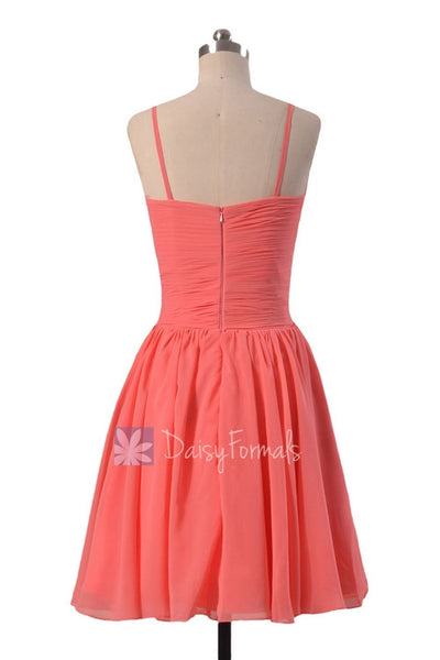 coral chiffon tea length dress Coral Cocktail Dresses