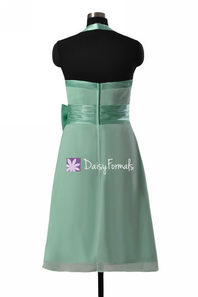Adorable Mint Green Chiffon Party Dress Halter Neckline Bridesmaids Dr –  DaisyFormals-Bridesmaid and Formal Dresses in 59+ Colors