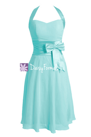 Perfect Tiffany Blue Bridesmaid Dress Halter Cocktail Dress Pageant Dress (BM8529)