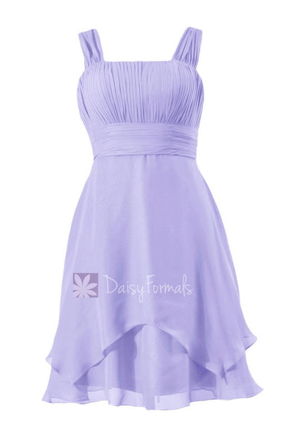 SMALAKAM Chiffon Bridesmaid Dress With Sleeves - Lavender Knee-Length A-Line Formal Dress For Women - View #10