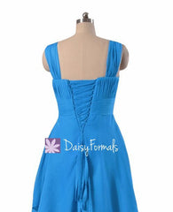 Short robin egg blue bridesmaids dress high low aqua blue party dresses (bm914)