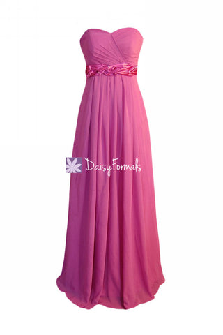 Chic Princess Pink Chiffon Formal Dress Long Pink Bridesmaids Dress (BM98480)