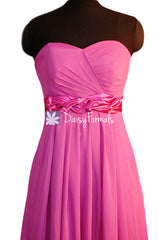 Chic princess pink chiffon formal dress elegant long pink bridesmaids dresses (bm98480)