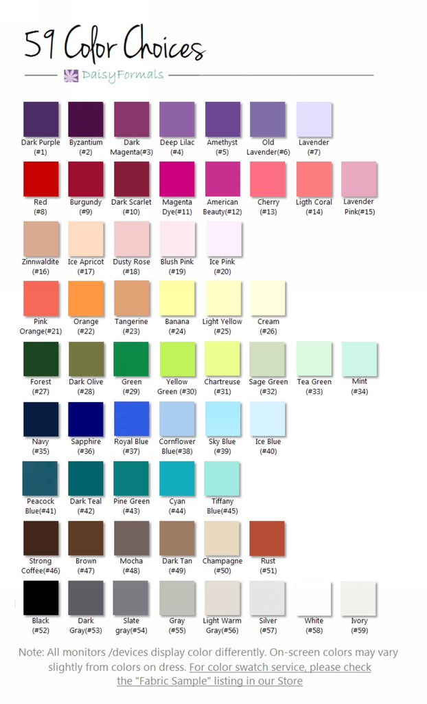 Color chart - please choose your favorite color for your day