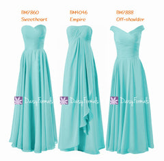 Full length discount bridesmaids dress empire formal dress off shoulder chiffon party dress (mm152)