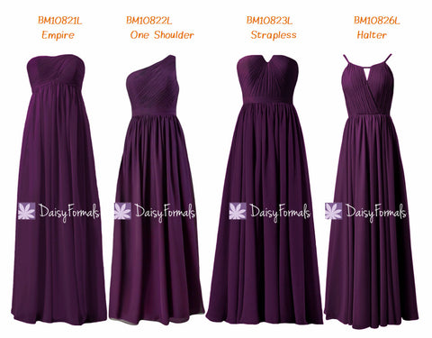 Eggplant Chiffon Bridesmaids Dress Byzantium Mix-Match Long Party Dress (MM153)